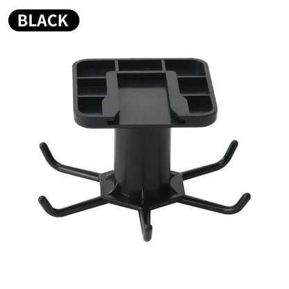 Black rotating wall-mounted kitchen hooks rack product standalone view on white background