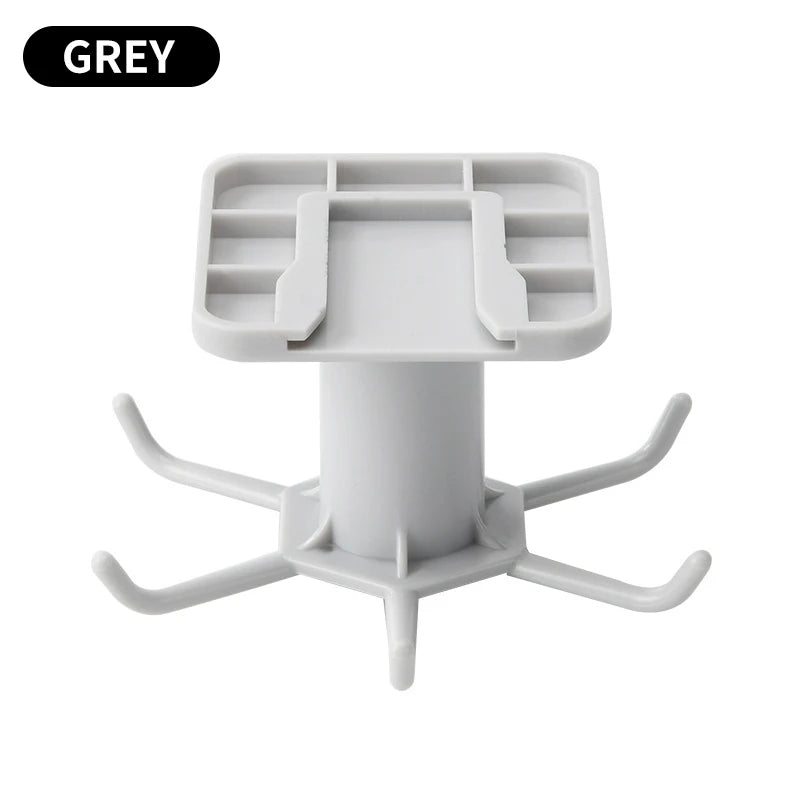 Grey rotating wall-mounted kitchen hooks rack product standalone view on white background
