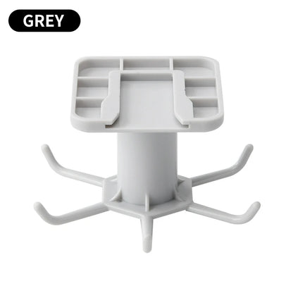 Grey rotating wall-mounted kitchen hooks rack product standalone view on white background