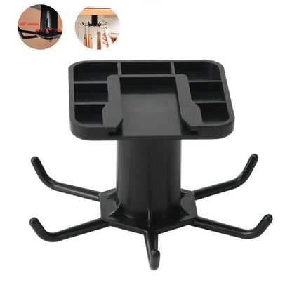 Black rotating wall-mounted kitchen hooks rack standalone product view with multiple hook arms extended