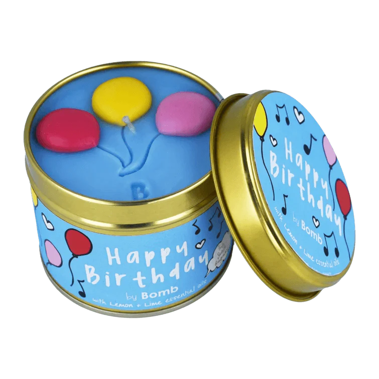 Happy Birthday Tin Candle